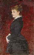 Axel Jungstedt Portrait - Lady in Black Dress oil on canvas